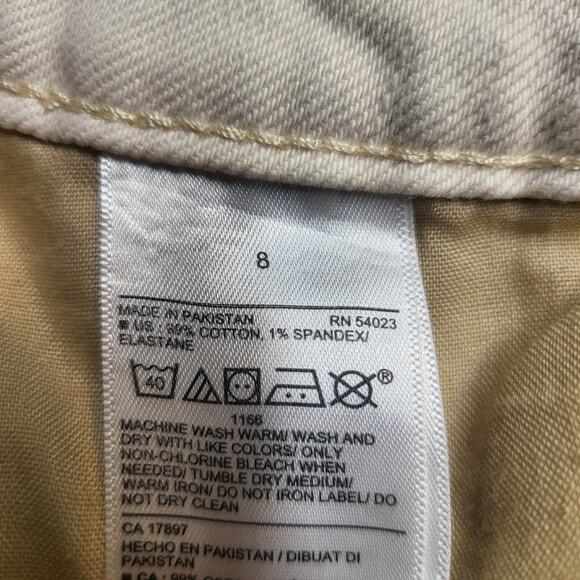 Old Navy Jeans Womens 8 Tan OG Straight Distressed Denim Stretch Button Fly - Picture 5 of 11